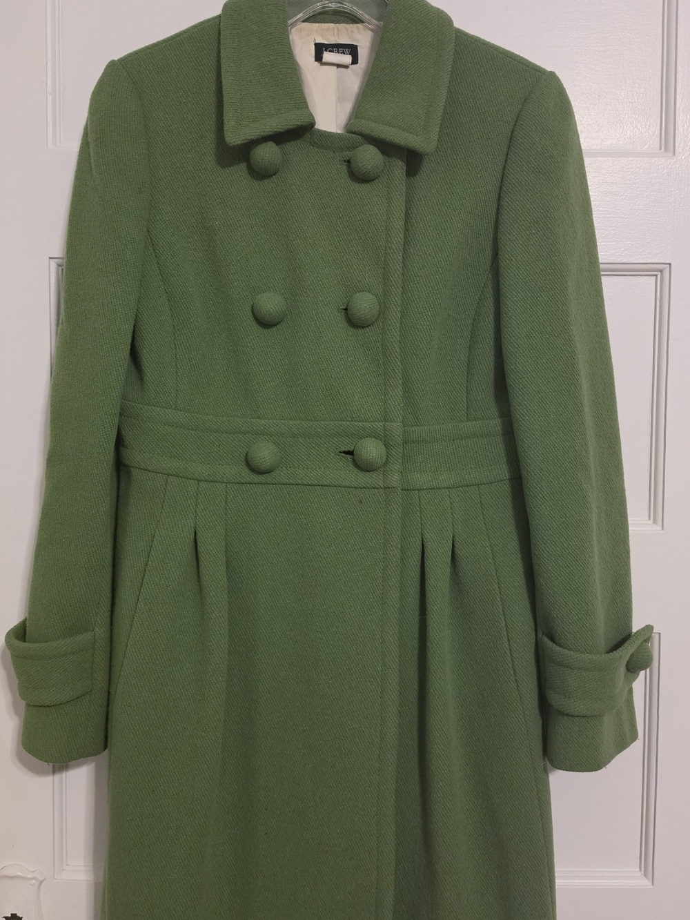 J. Crew Green Double-Breasted Wool  Coat